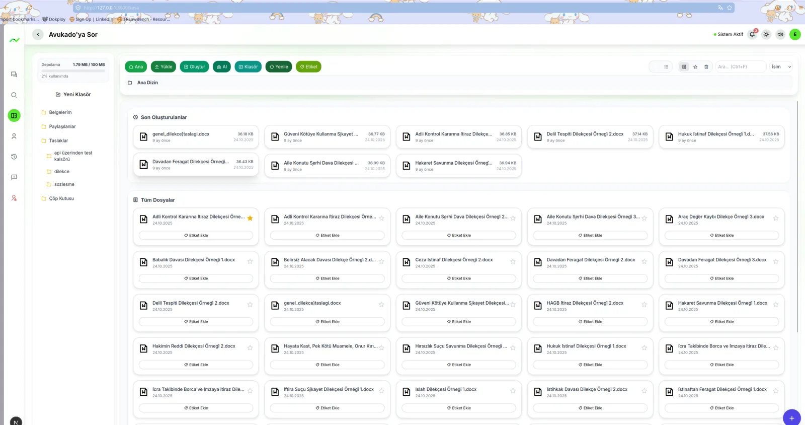 Avukado'ya Sor — legal document manager and templates